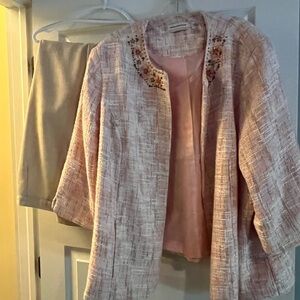 Alfred Dunner Pink and Cream Pants & Jacket